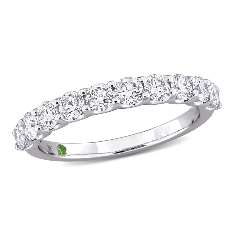 Created Forever 1ct TDW Lab Grown Diamond and Tsavorite Accent Anniversary Band in 14k White Gold sold by Zulily
