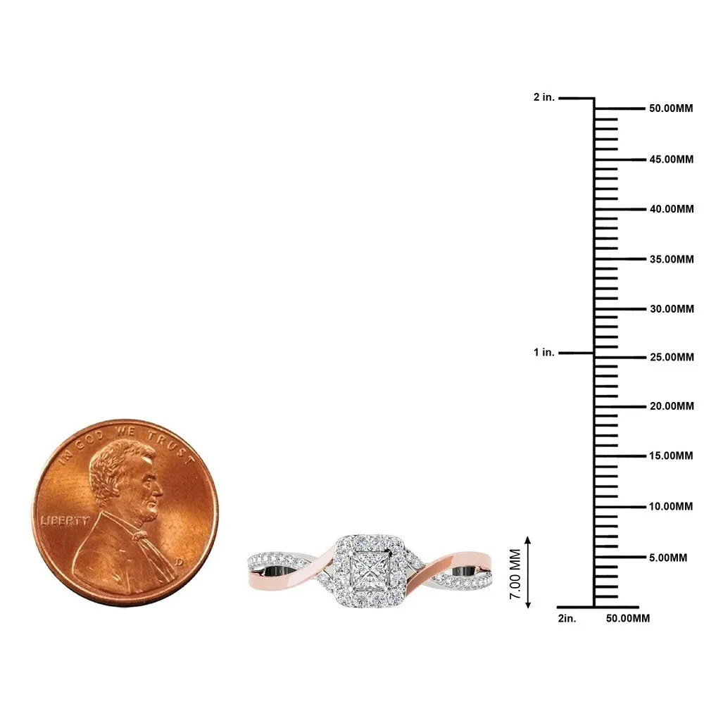 De Couer IGI Certified 10k Pink Two-Tone White Gold 1/2ct TDW Diamond Classic Criss-Cross Engagement Ring sold by Zulily product image thumbnail 5