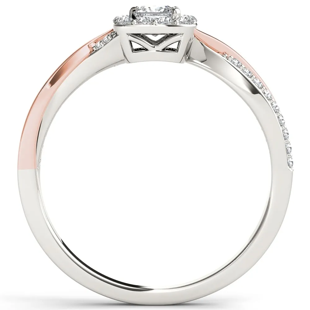 De Couer IGI Certified 10k Pink Two-Tone White Gold 1/2ct TDW Diamond Classic Criss-Cross Engagement Ring sold by Zulily product image thumbnail 3