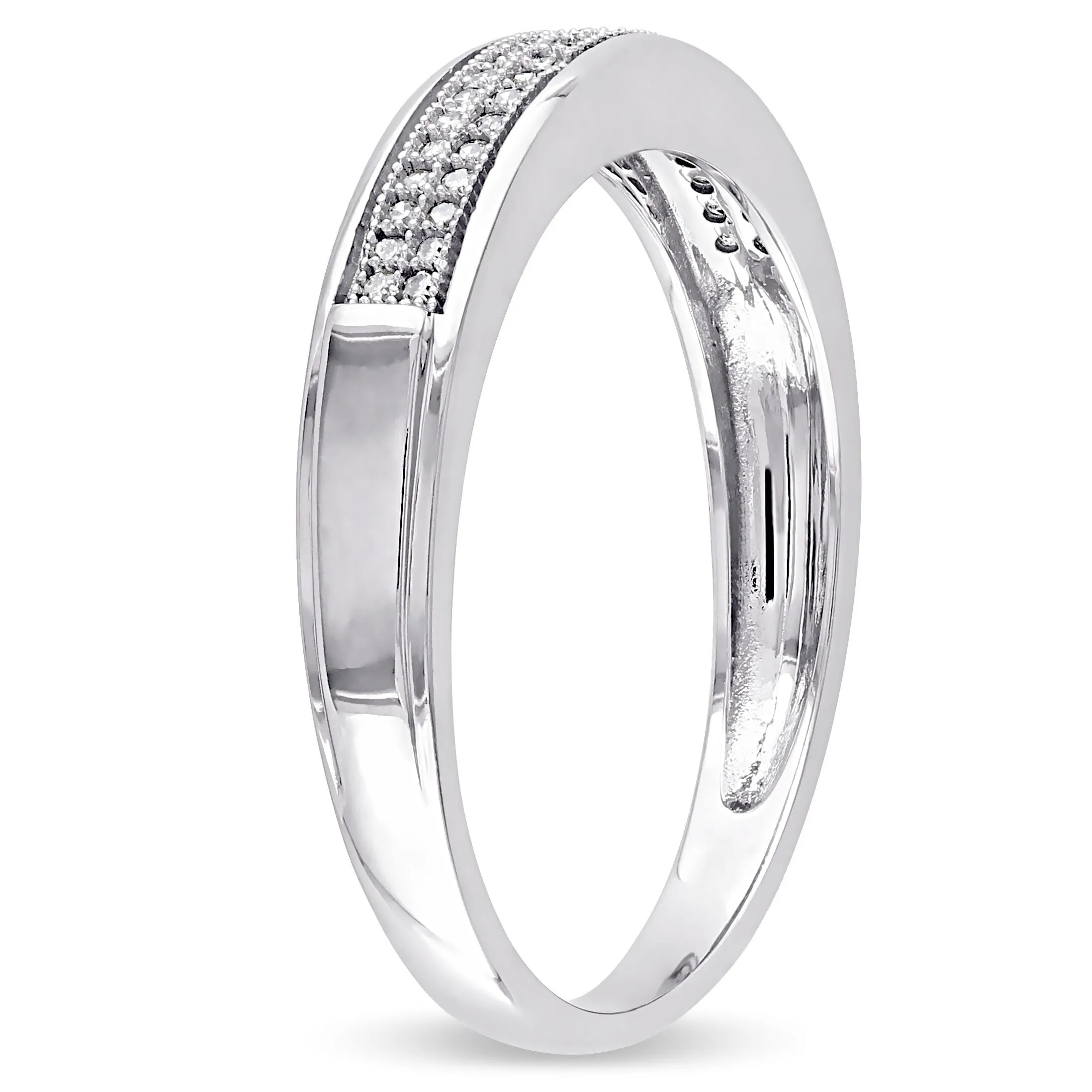 Miadora Mens 1/8 CT TW Diamond Double Row Wedding Band in 10k White Gold sold by Zulily product image thumbnail 2