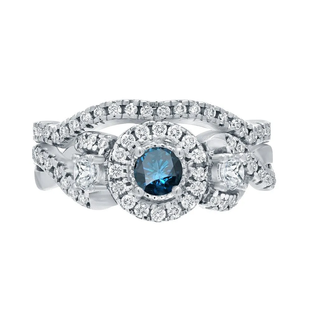 Auriya 3/4ctw Vintage Inspired Blue Halo Diamond Engagement Ring Set 14k Gold sold by Zulily product image thumbnail 4
