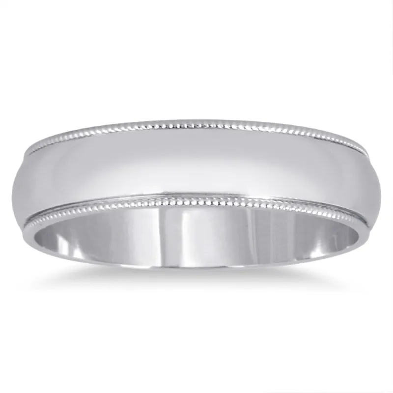 Marquee Jewels 14k White Gold Milgrain Edge Wedding Band sold by Zulily