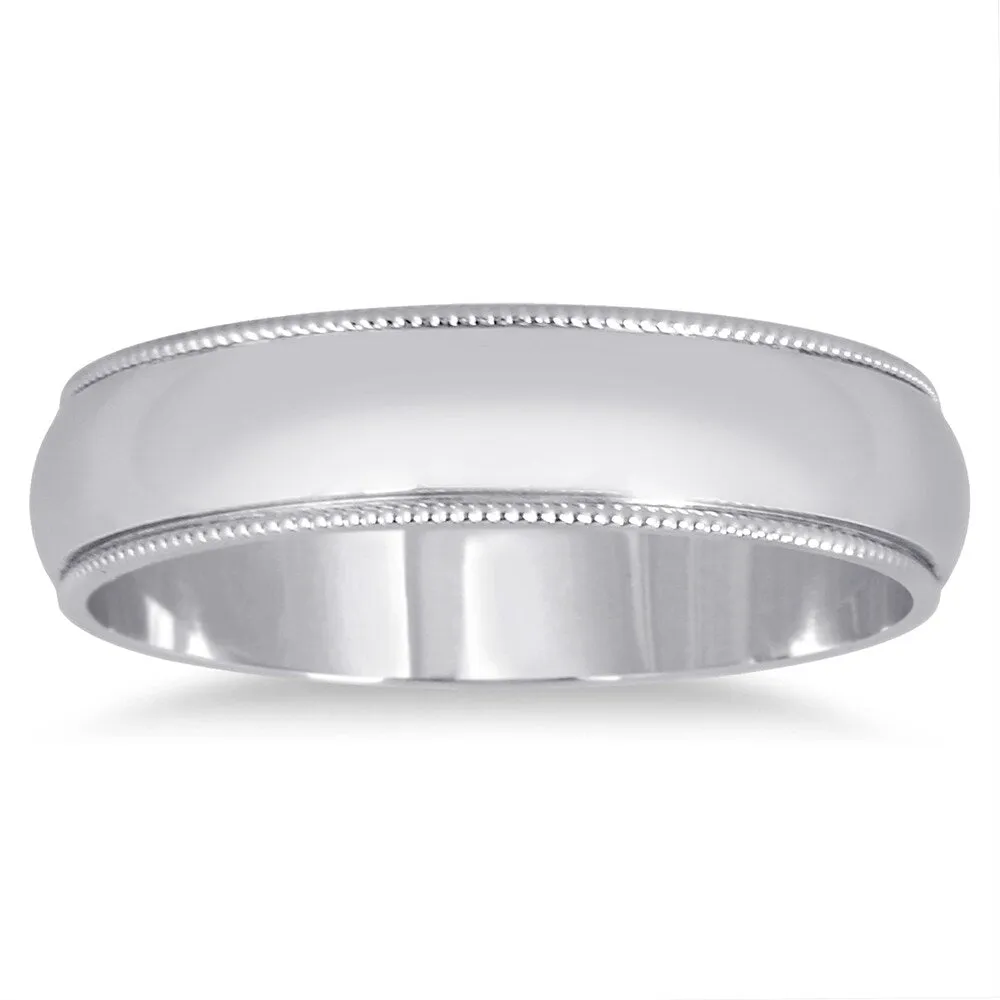 Marquee Jewels 14k White Gold Milgrain Edge Wedding Band sold by Zulily