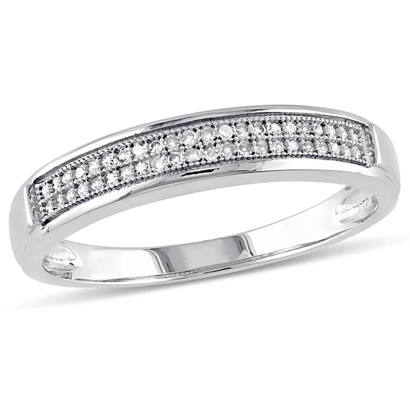 Miadora Mens 1/8 CT TW Diamond Double Row Wedding Band in 10k White Gold sold by Zulily
