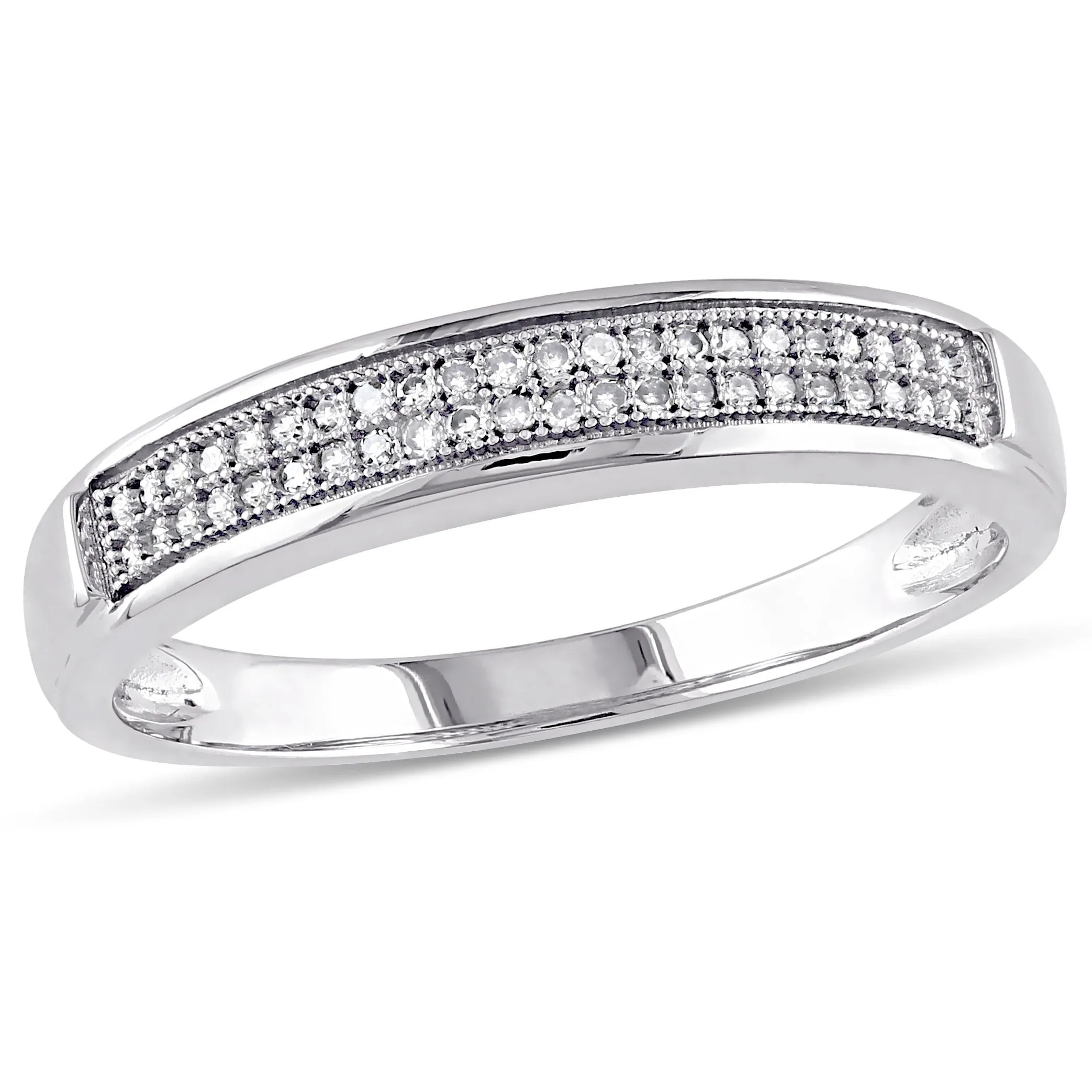 Miadora Mens 1/8 CT TW Diamond Double Row Wedding Band in 10k White Gold sold by Zulily