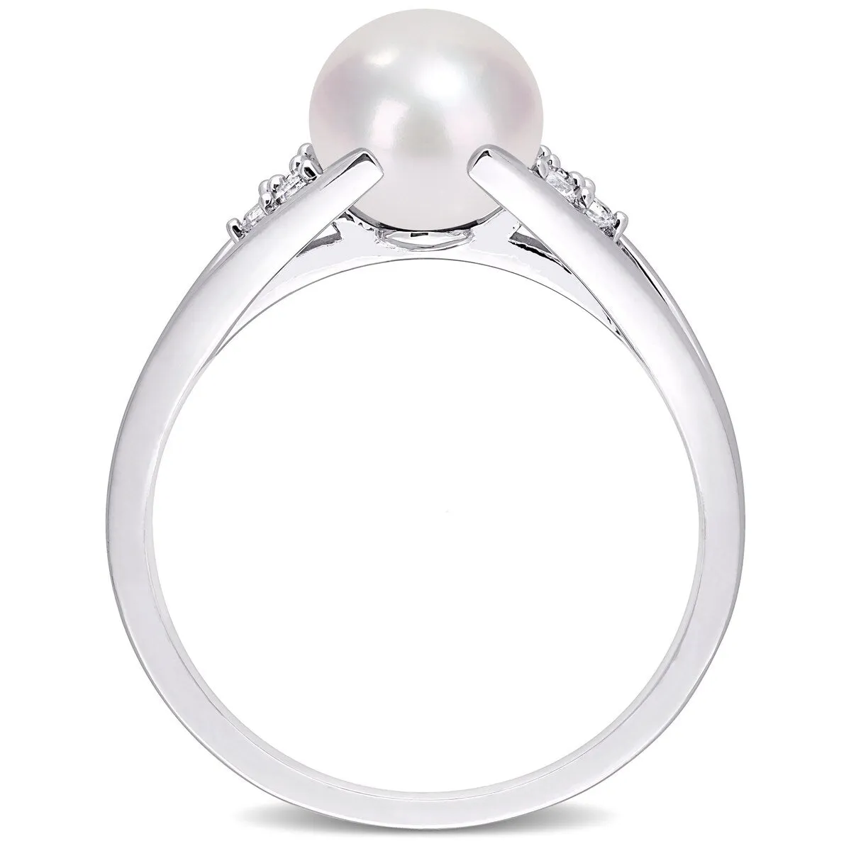 Miadora Sterling Silver Cultured Freshwater Pearl & Diamond Accent Split Shank Ring (7-7.5mm) sold by Zulily product image thumbnail 5
