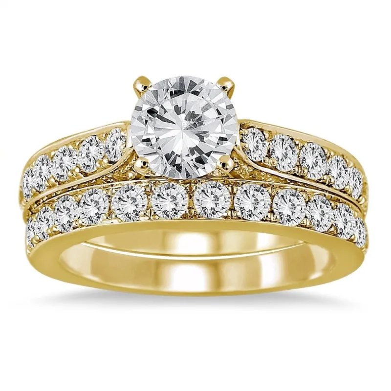 AGS Certified 2 1/2 Carat TW Diamond Bridal Set in 14K Yellow Gold (J-K Color, I2-I3 Clarity) sold by Zulily