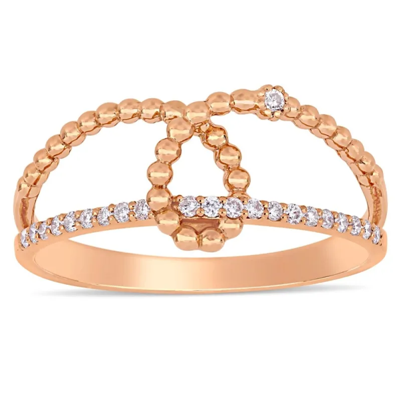 Miadora 14k Rose Gold 1/10ct TDW Diamond Studded Loop Ring sold by Zulily