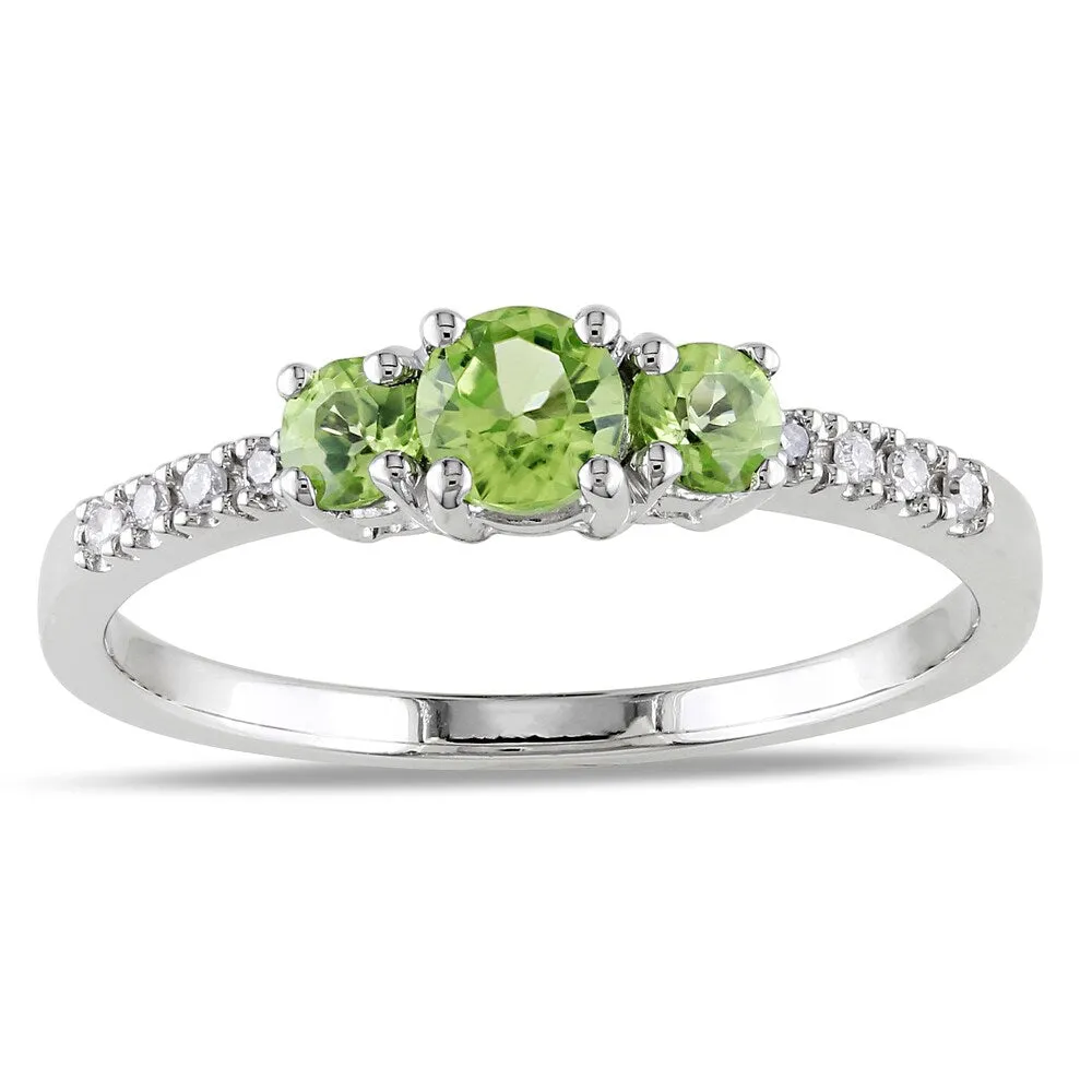 Miadora 10k White Gold Peridot and Diamond Ring (G-H, I1-I2) sold by Zulily product image thumbnail 5
