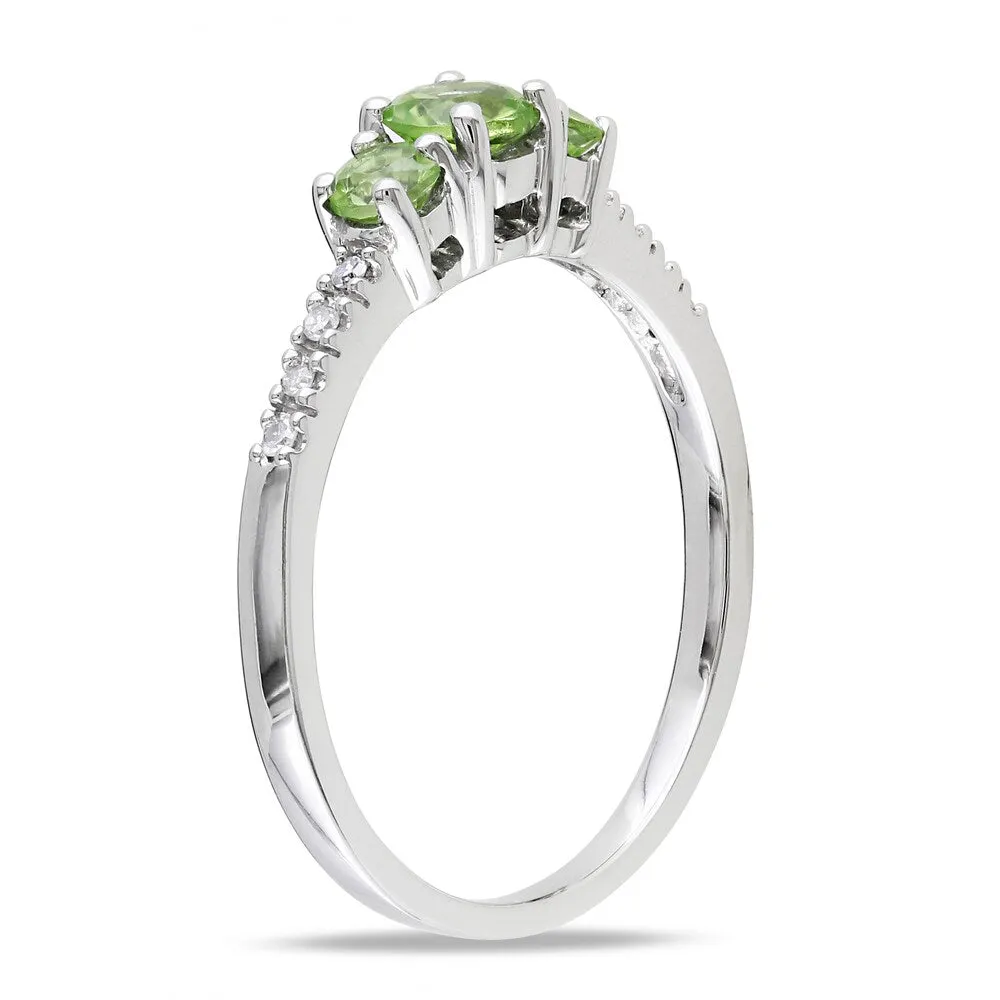 Miadora 10k White Gold Peridot and Diamond Ring (G-H, I1-I2) sold by Zulily