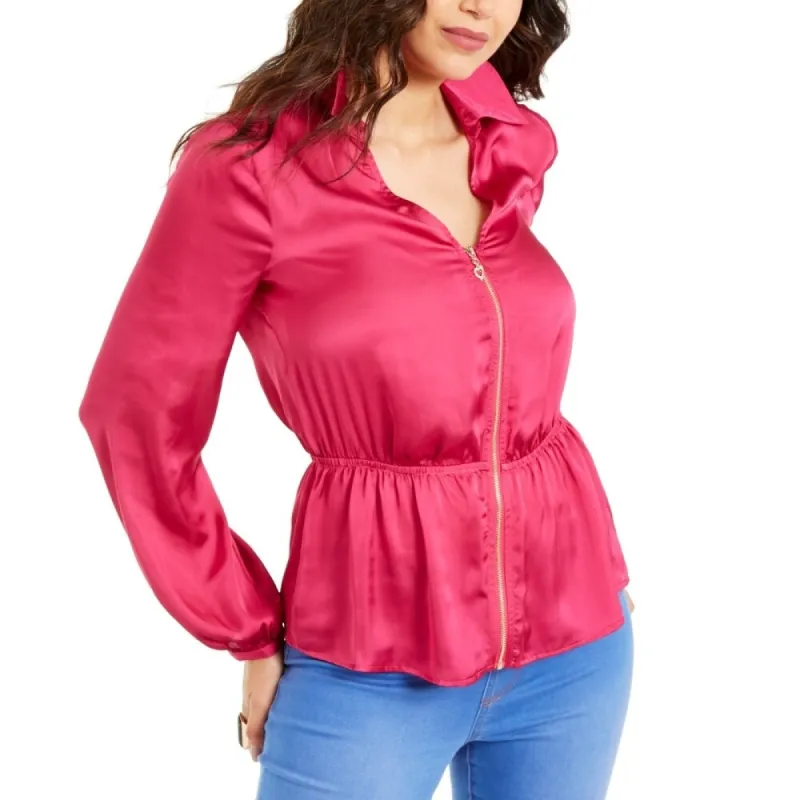 Thalia Sodi Women's Zip Peplum Top Pink Size Small sold by Zulily