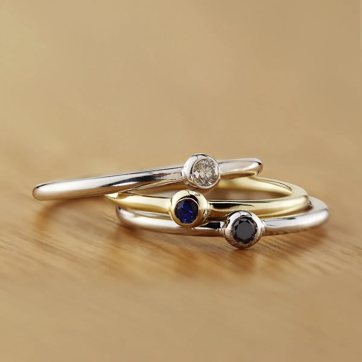 Auriya 10k Gold 0.06ctw Ultra-thin Stackable Accent Sapphire Ring Bezel-set sold by Zulily product image thumbnail 2