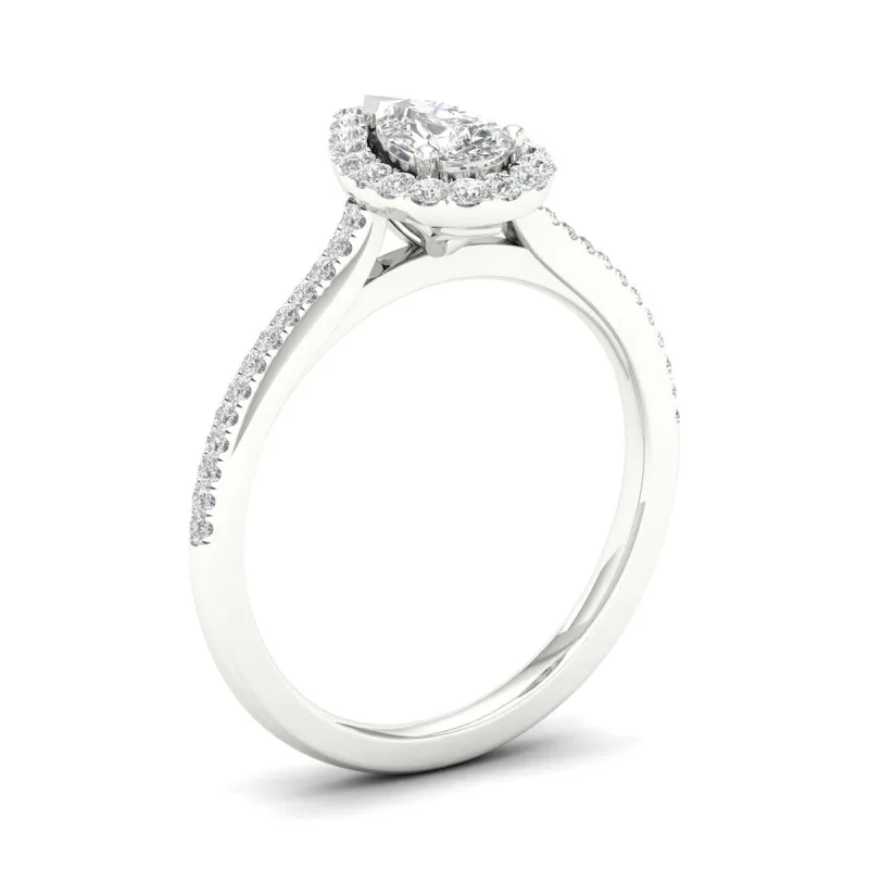 De Couer 10k Gold 1/3ct TDW Diamond Halo Engagement Ring - White sold by Zulily