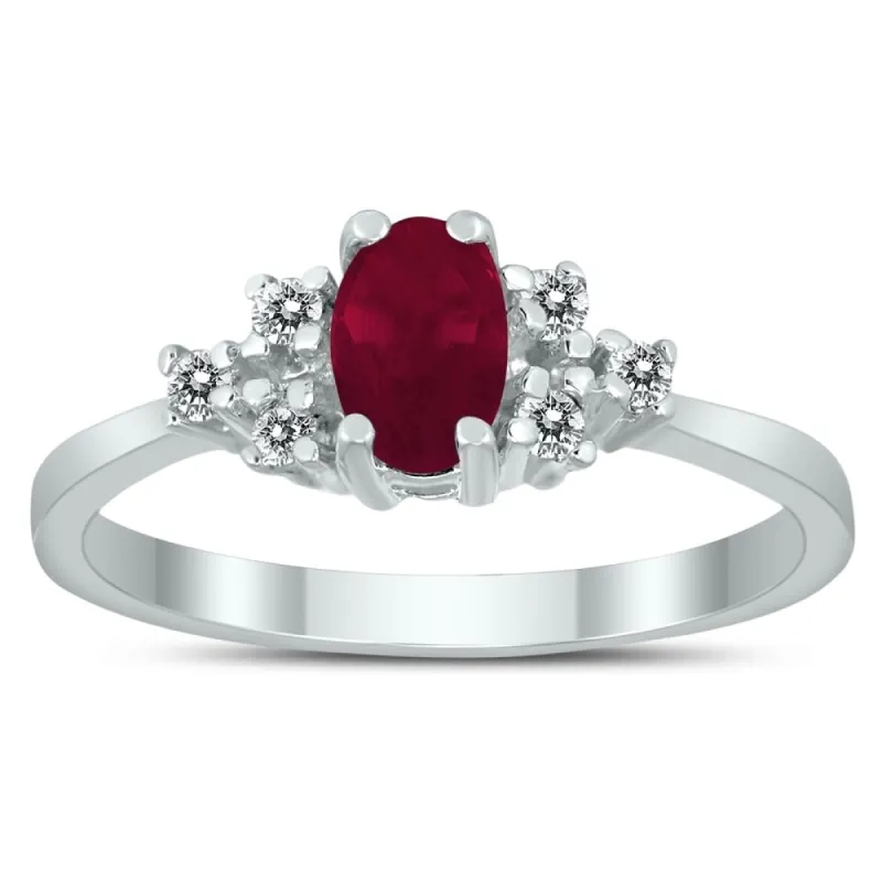 6X4MM Ruby and Diamond Regal Ring in 10K White Gold sold by Zulily