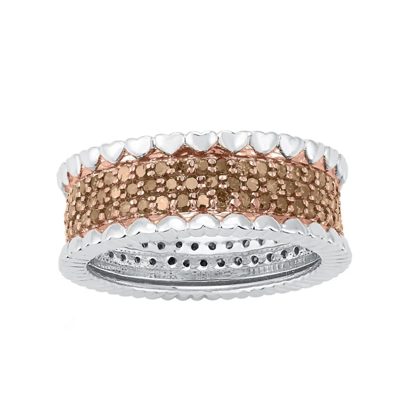 Sterling Silver 1.35 CTTW Natural Champagne Diamond Wide Band Ring sold by Zulily