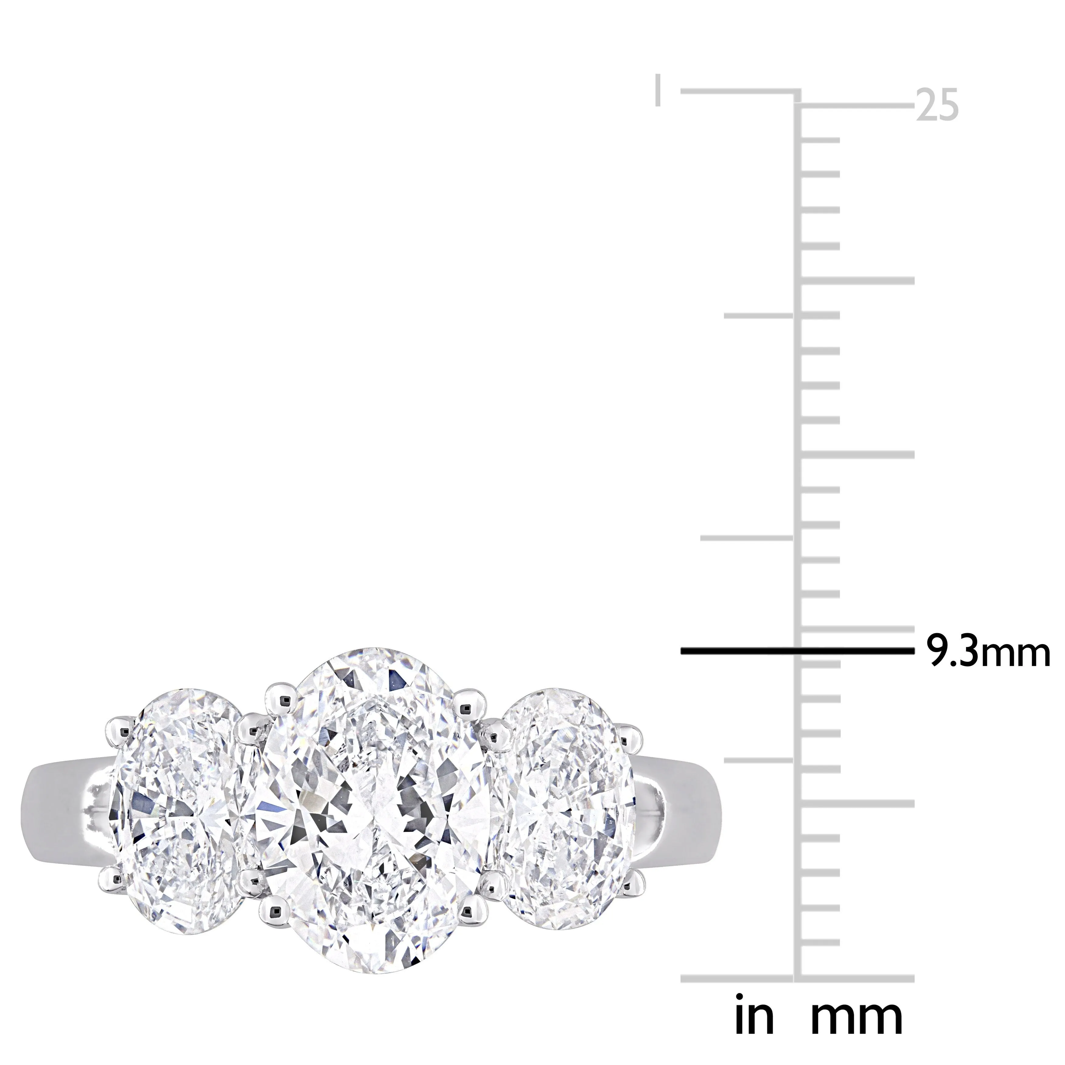 Created Forever 3ct TDW Oval-Cut Lab-Grown Diamond and Tsavorite Accent 3-Stone Ring in 14k White Gold sold by Zulily product image thumbnail 4