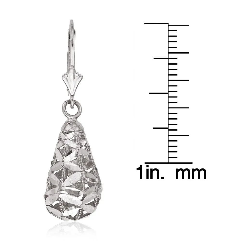 Curata Sterling Silver Bold Pear-shape Dimensional Bird-cage Leverback Earrings - White sold by Zulily product image thumbnail 4