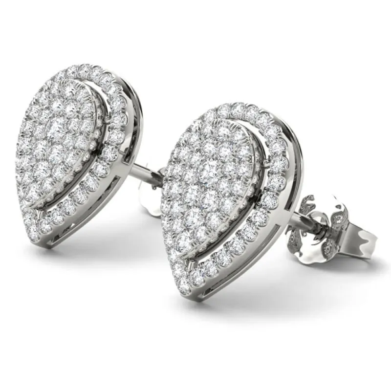 De Couer IGI Certified 14k White Gold 1/2ct TDW Diamond Halo Earrings - White H-I sold by Zulily