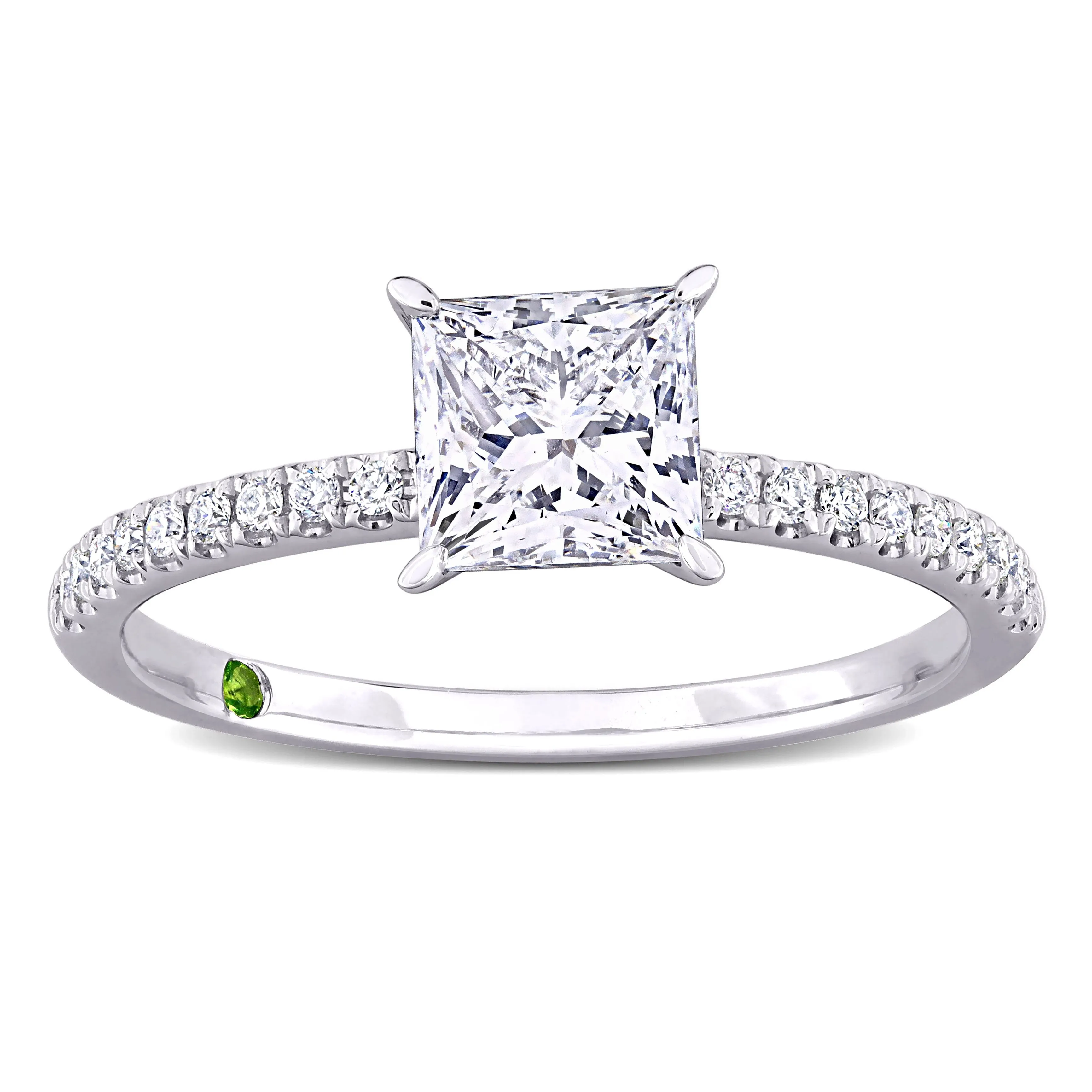 Created Forever 1 1/6ct TDW Princess-Cut Lab-Grown Diamond and Tsavorite Accent Engagement Ring in 14k White Gold sold by Zulily product image thumbnail 2