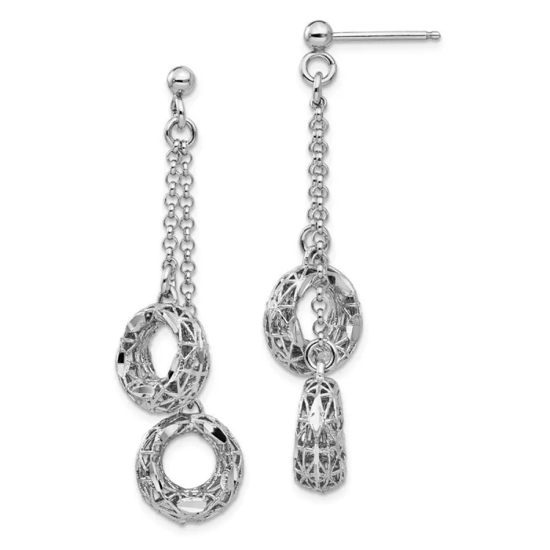 Curata 925 Sterling Silver 48.56x11.57mm Polished Sparkle Cut Circle Dangle Earrings sold by Zulily