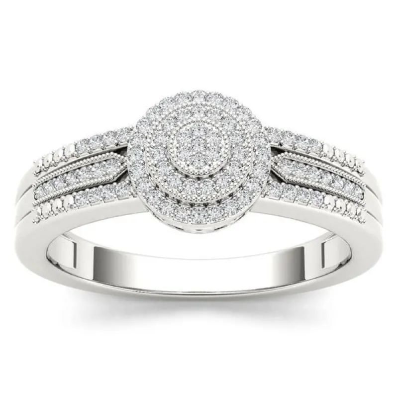 De Couer 10k White Gold 1/5ct TDW Diamond Halo Engagement Ring - White H-I sold by Zulily