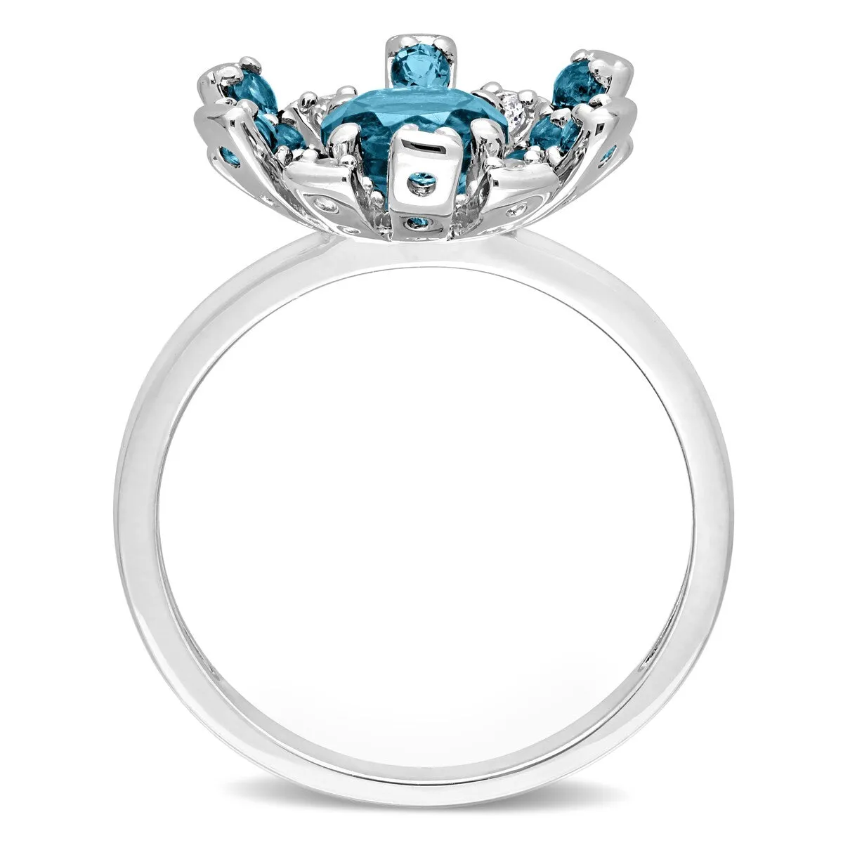 Miadora London Blue Topaz and White Topaz Floral Cluster Ring in Sterling Silver sold by Zulily product image thumbnail 3