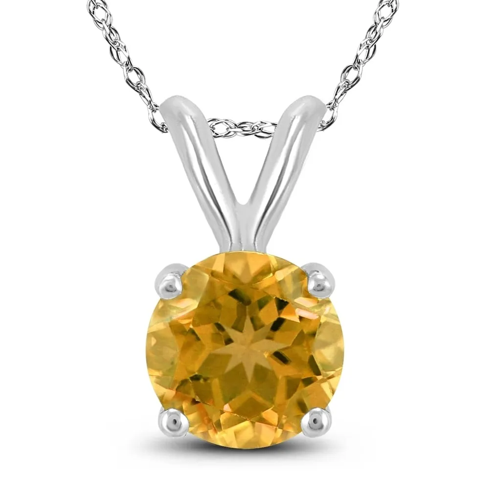 14K White Gold 6MM Round Citrine Pendant sold by Zulily
