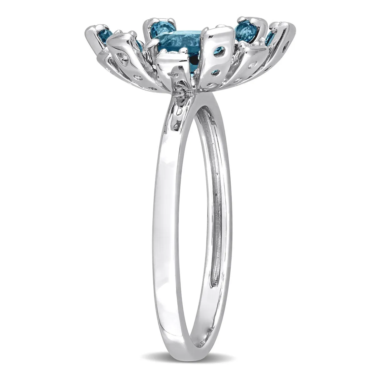 Miadora London Blue Topaz and White Topaz Floral Cluster Ring in Sterling Silver sold by Zulily product image thumbnail 2