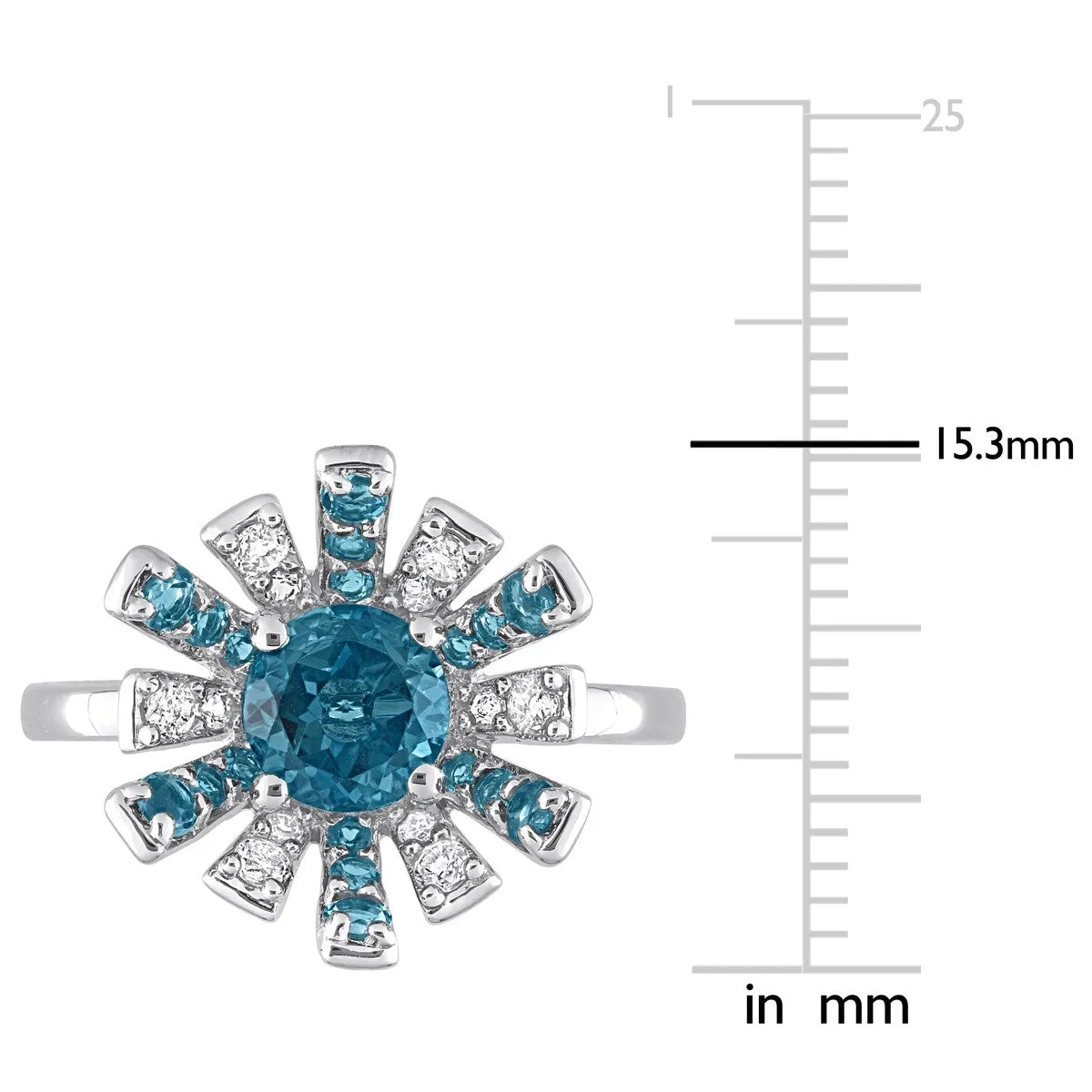 Miadora London Blue Topaz and White Topaz Floral Cluster Ring in Sterling Silver sold by Zulily product image thumbnail 4