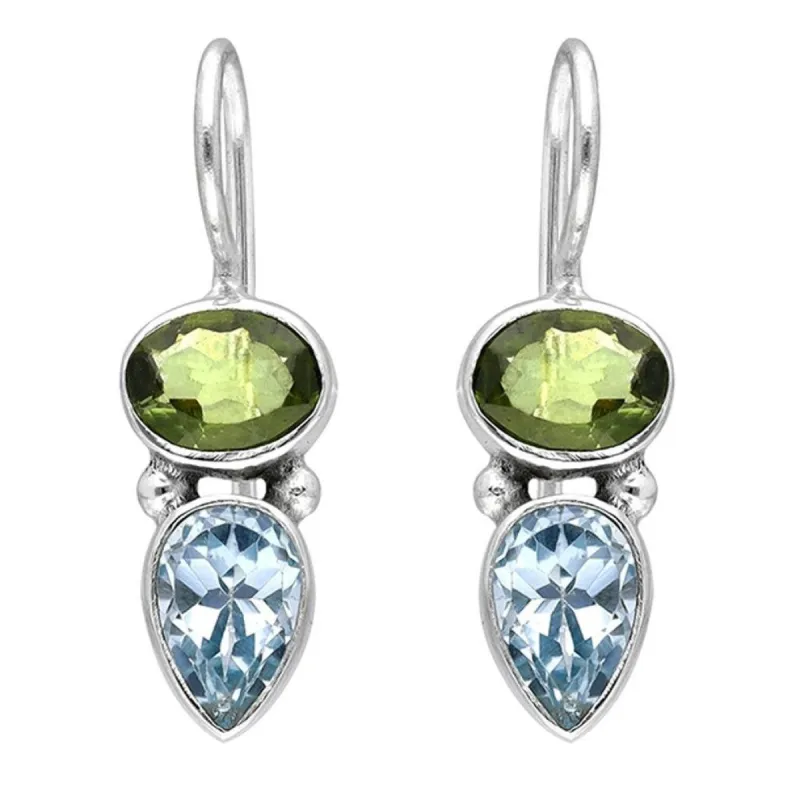 Sterling Silver Blue Topaz Peridot Dangle Earrings sold by Zulily