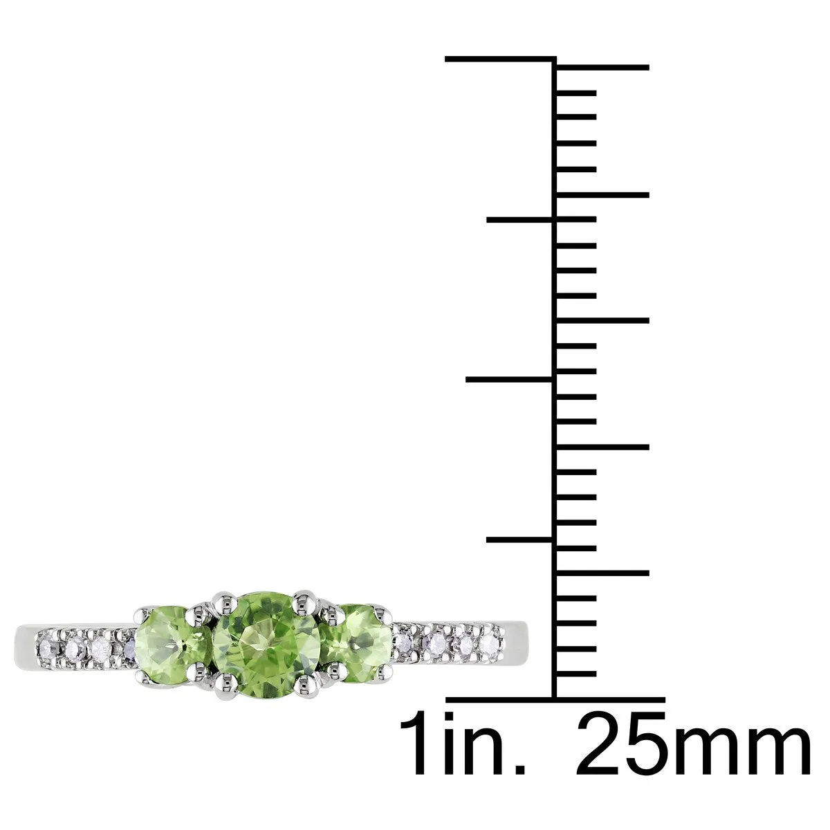 Miadora 1/2ct TGW Peridot 3-Stone Ring with Diamond Accents in 10k White Gold sold by Zulily product image thumbnail 3