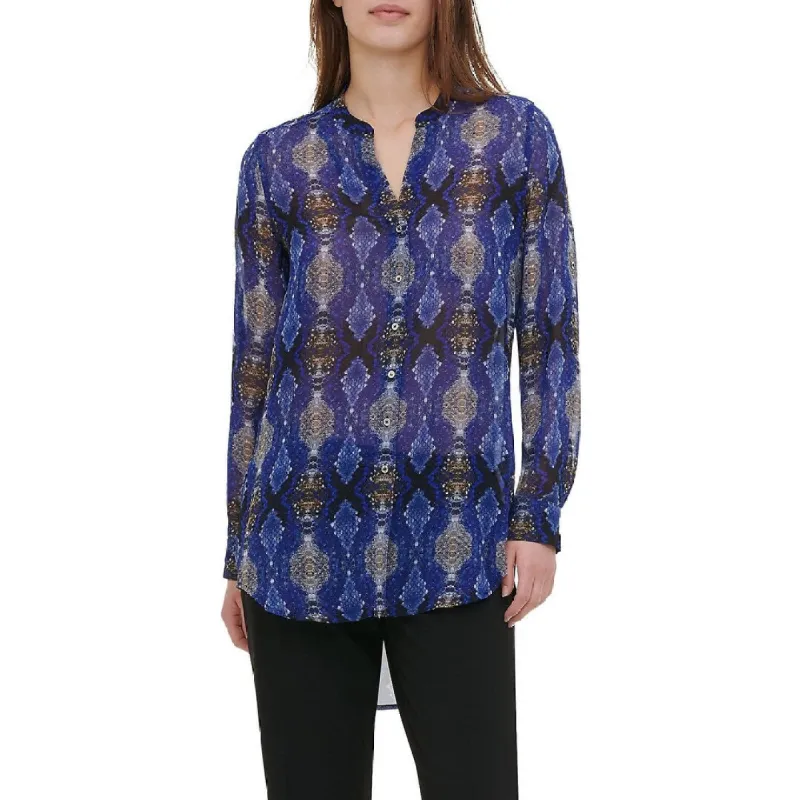 Calvin Klein Women's Printed High Low Blouse Blue Size Small sold by Zulily