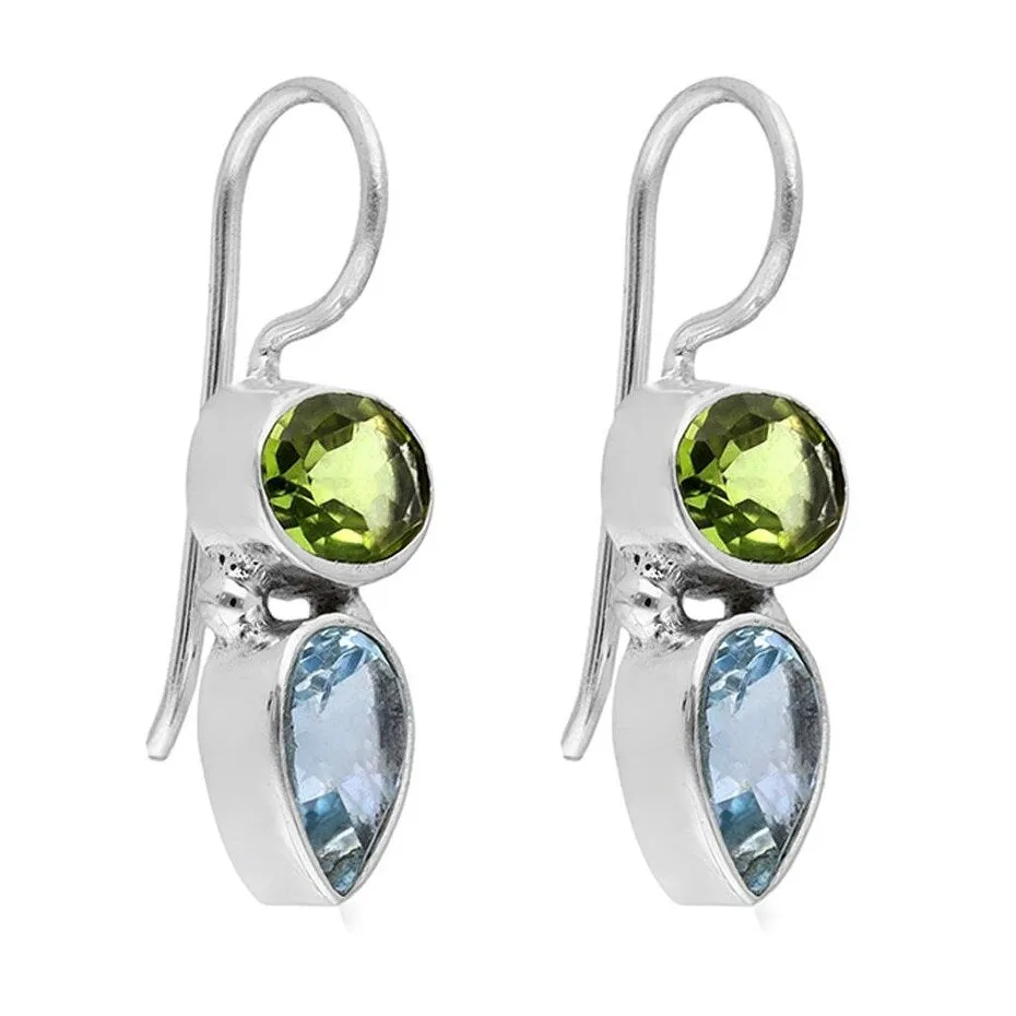 Sterling Silver Blue Topaz Peridot Dangle Earrings sold by Zulily product image thumbnail 2