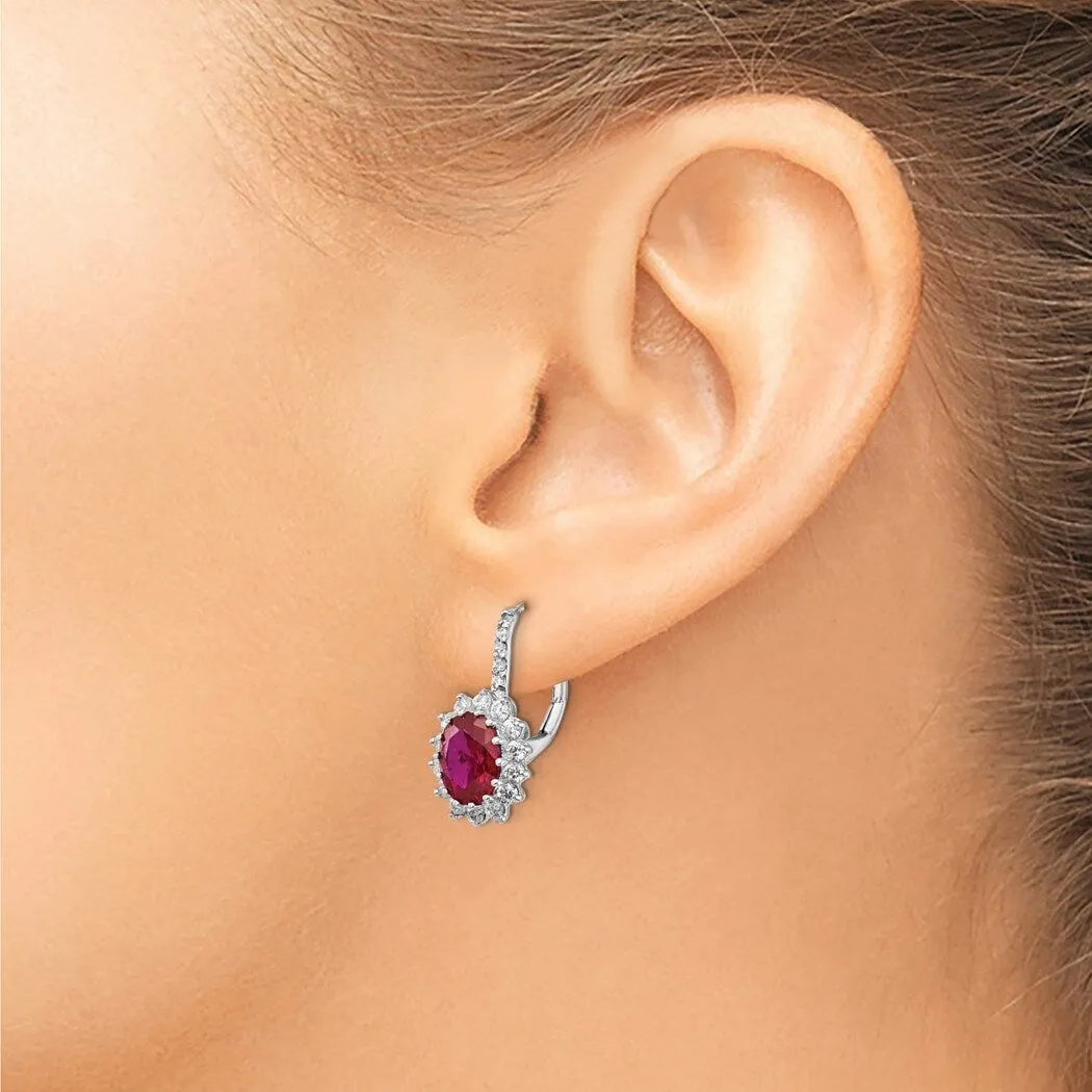 Curata 925 Sterling Silver 20x10mm Ruby and Cubic Zirconia Leverback Earrings sold by Zulily product image thumbnail 4