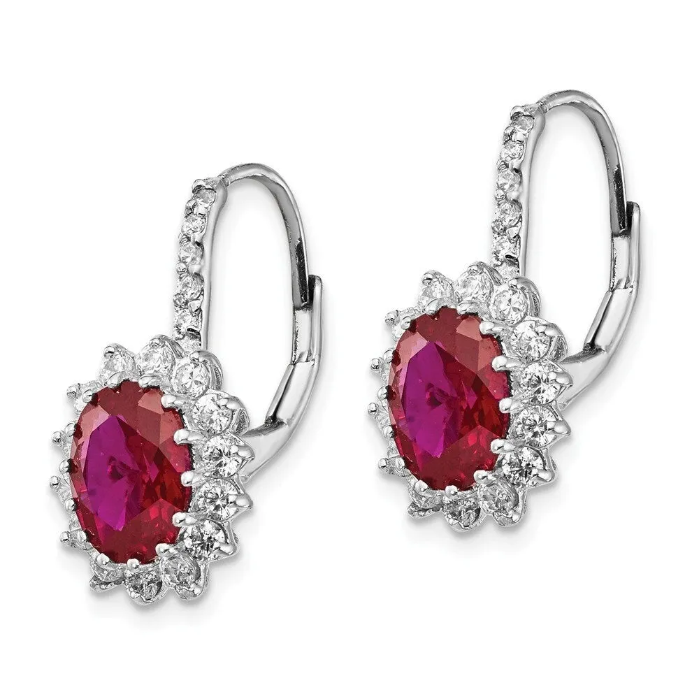 Curata 925 Sterling Silver 20x10mm Ruby and Cubic Zirconia Leverback Earrings sold by Zulily product image thumbnail 3