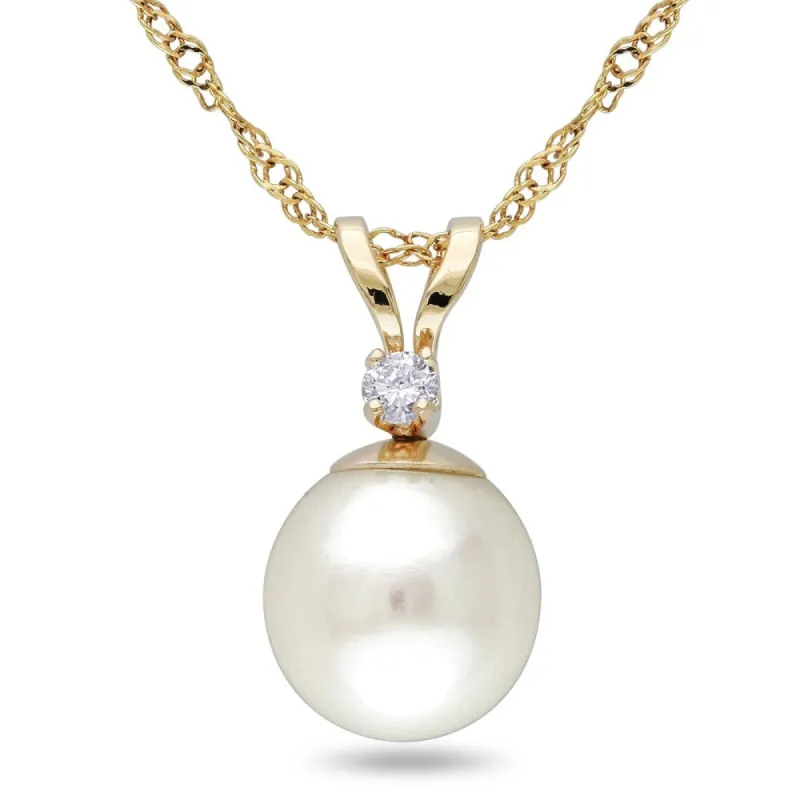 Miadora 14k Cultured Freshwater Pearl Diamond Pendant (7-7.5 mm) sold by Zulily