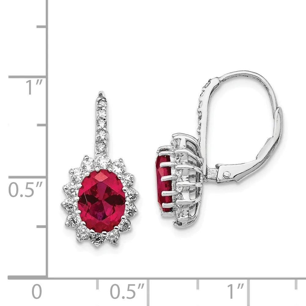 Curata 925 Sterling Silver 20x10mm Ruby and Cubic Zirconia Leverback Earrings sold by Zulily product image thumbnail 2