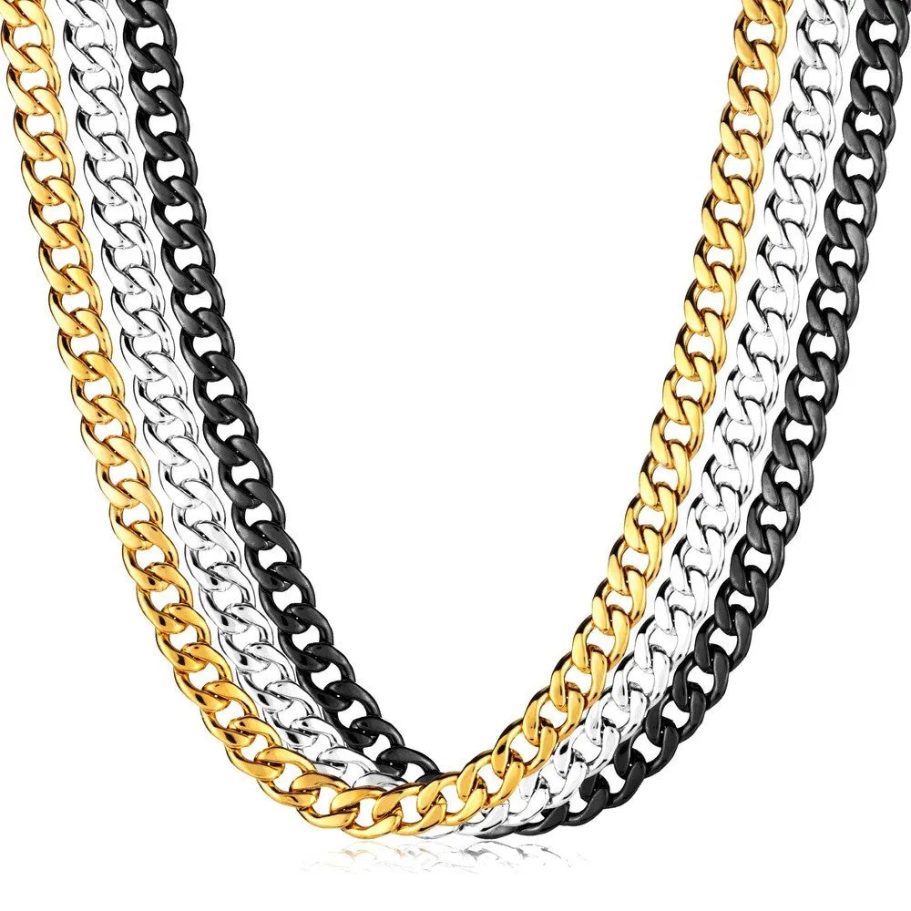 Men's Polished Stainless Steel Curb Chain Necklace (9mm) - 24 Inches sold by Zulily