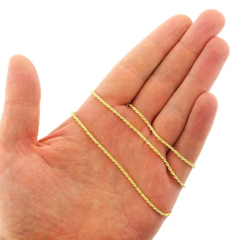 14K Yellow Gold Over Silver 2MM Rope Diamond-Cut Braided Twist .925 Necklace Chain, Gold Chain for Men & Women, Made in Italy sold by Zulily