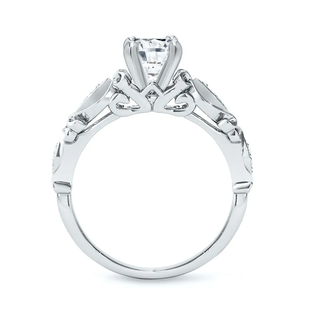 Auriya Vintage Round 1ct Moissanite Engagement Ring with 1/8ctw Diamond Accents 14K Gold sold by Zulily product image thumbnail 4