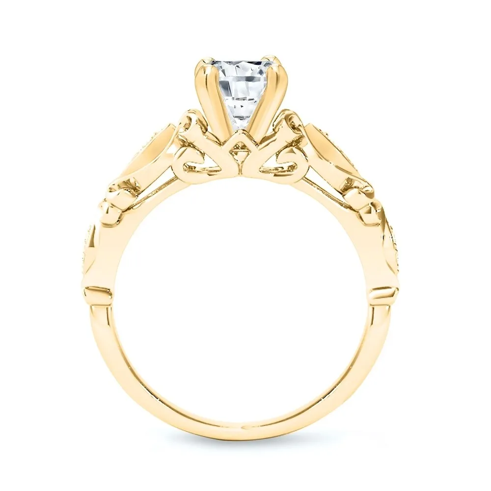 Auriya Vintage Round 1ct Moissanite Engagement Ring with 1/8ctw Diamond Accents 14K Gold sold by Zulily product image thumbnail 5