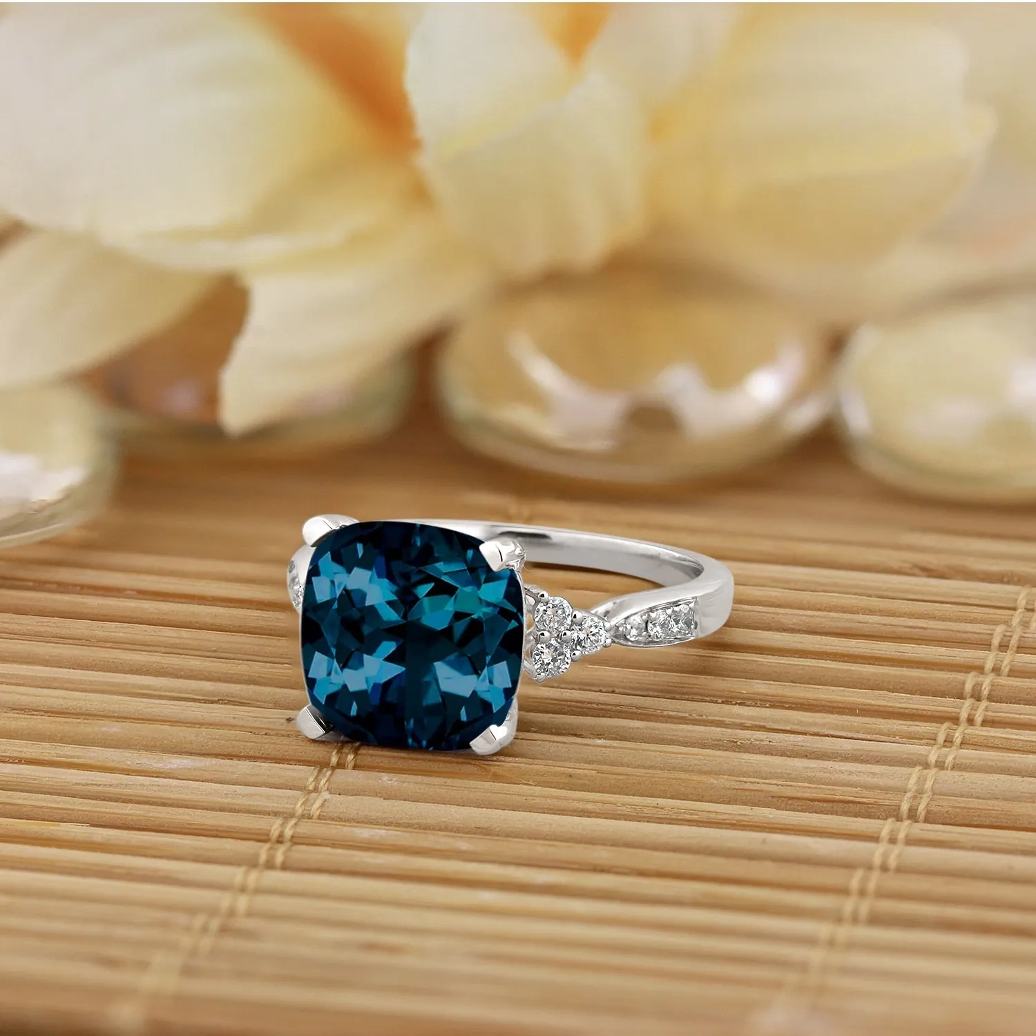 Auriya 1 1/5ct Fancy Cushion London Blue Topaz and Diamond Engagement Ring 1/4ctw 14k Gold sold by Zulily