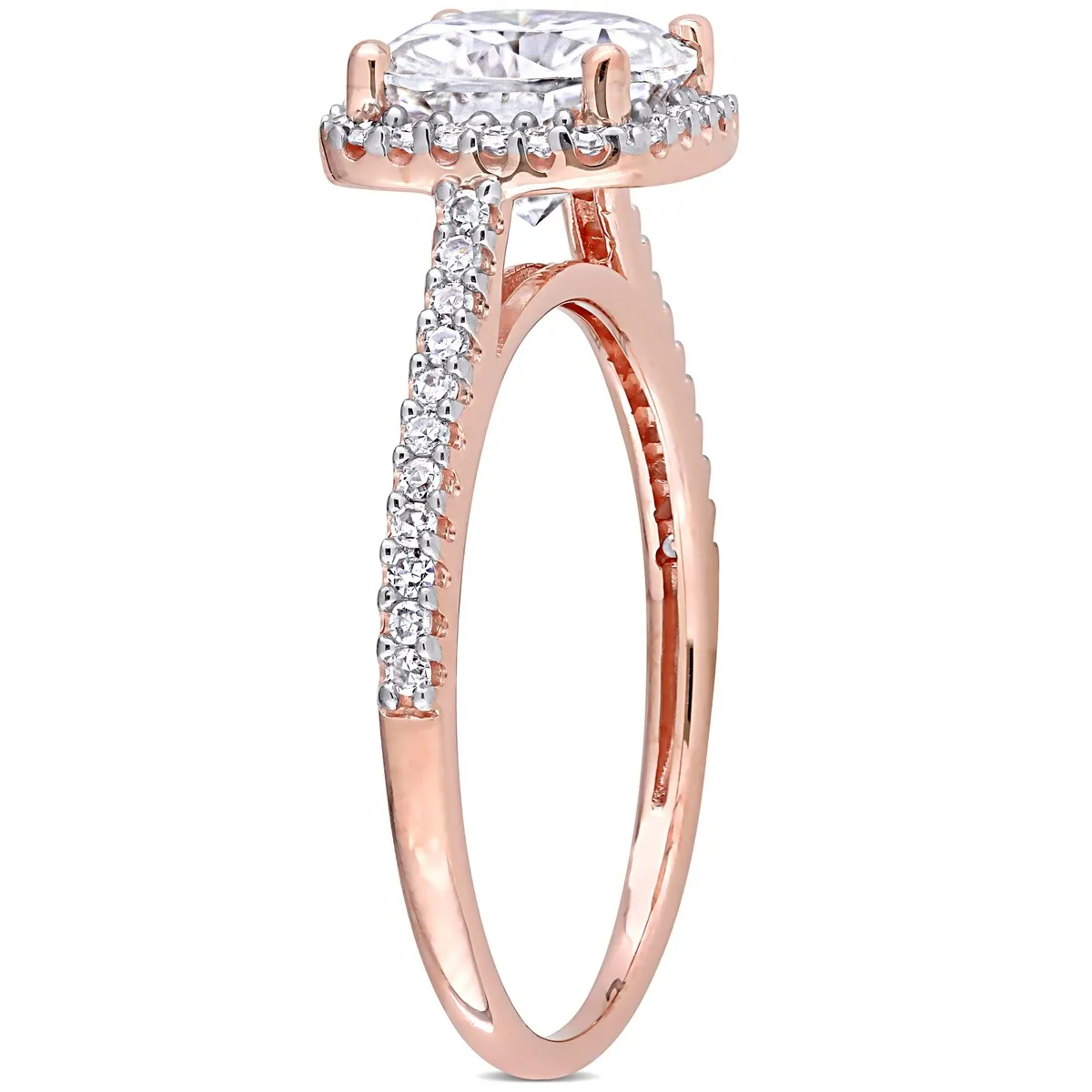 Miadora 2ct DEW Moissanite and 1/4ct TDW Diamond Square Halo Engagement Ring in 14k Rose Gold sold by Zulily product image thumbnail 5