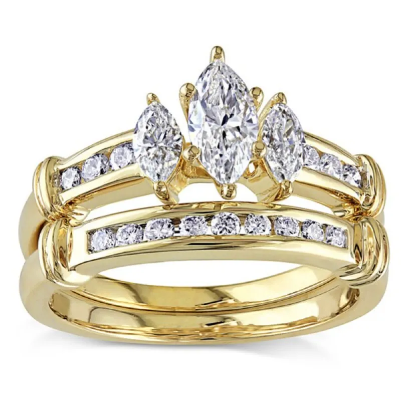 Miadora Signature Collection 14k Gold 1ct TDW Certified Diamond Bridal Ring Set (IGL) sold by Zulily