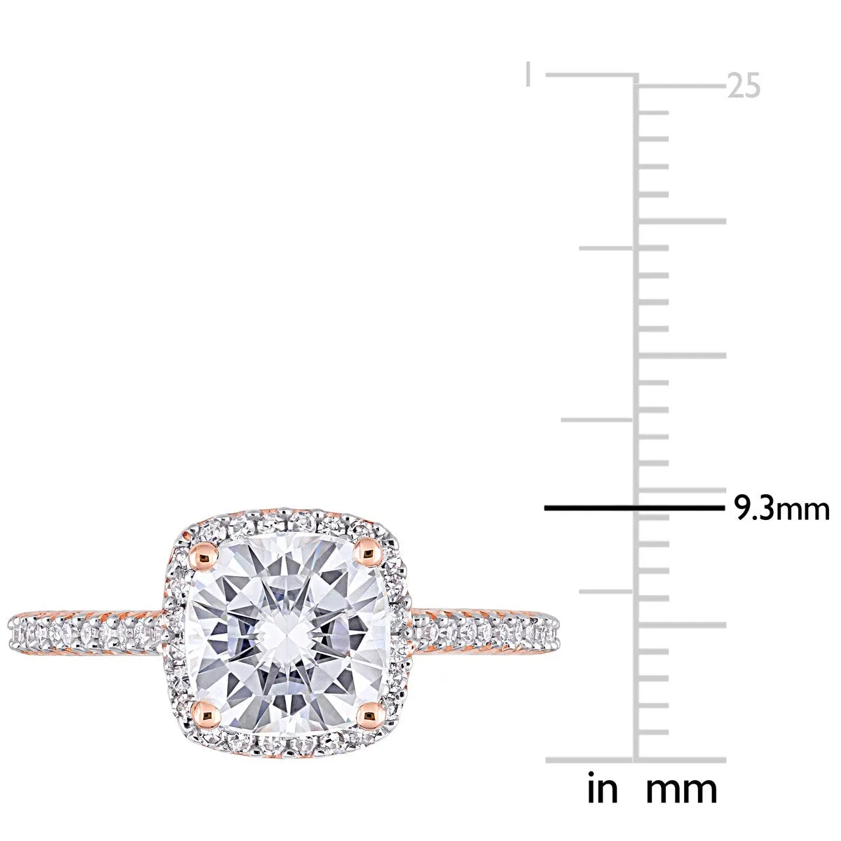 Miadora 2ct DEW Moissanite and 1/4ct TDW Diamond Square Halo Engagement Ring in 14k Rose Gold sold by Zulily product image thumbnail 4
