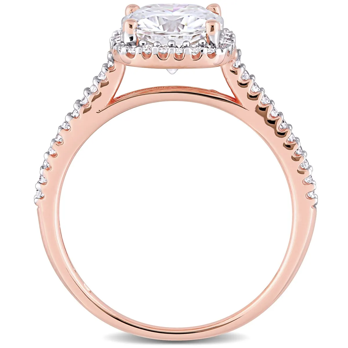 Miadora 2ct DEW Moissanite and 1/4ct TDW Diamond Square Halo Engagement Ring in 14k Rose Gold sold by Zulily product image thumbnail 3