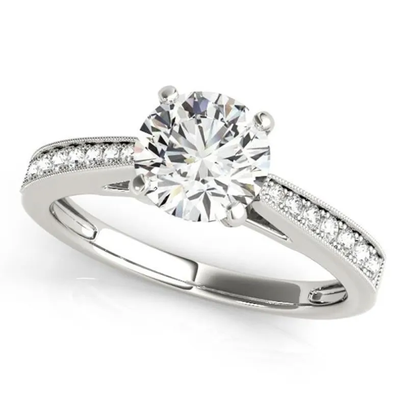 Auriya 14k Gold Classic 4ct Moissanite and Diamond Engagement Ring 1/6ctw sold by Zulily