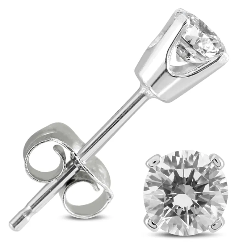 AGS Certified (J-K Color, SI1-SI2 Clarity) 3/8 Carat TW Round Diamond Solitaire Stud Earrings In 14k White Gold sold by Zulily