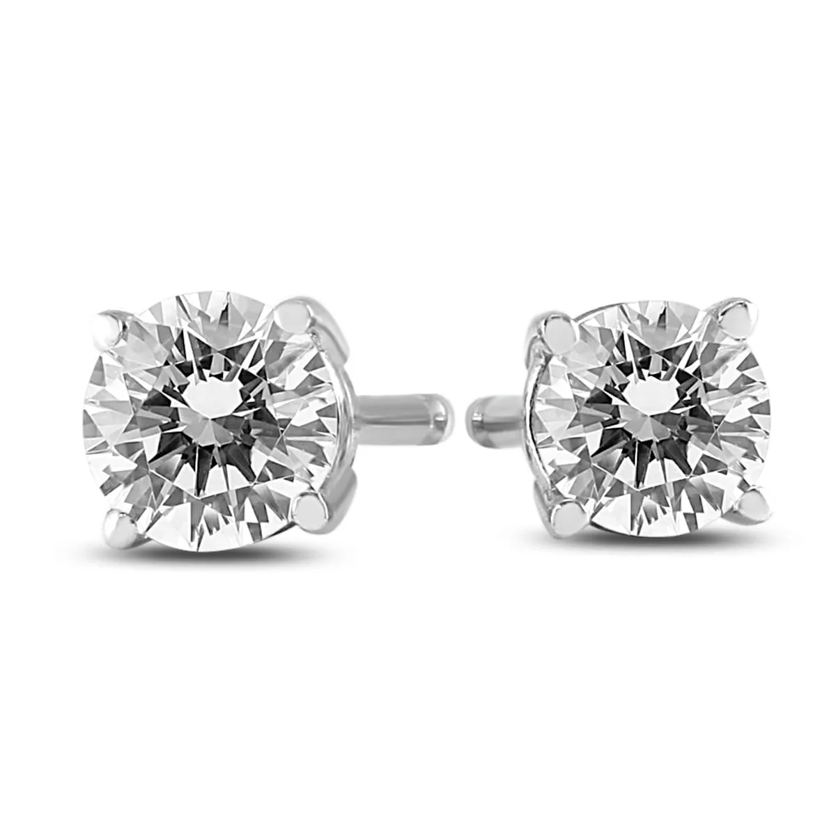 AGS Certified (J-K Color, SI1-SI2 Clarity) 3/8 Carat TW Round Diamond Solitaire Stud Earrings In 14k White Gold sold by Zulily product image thumbnail 2