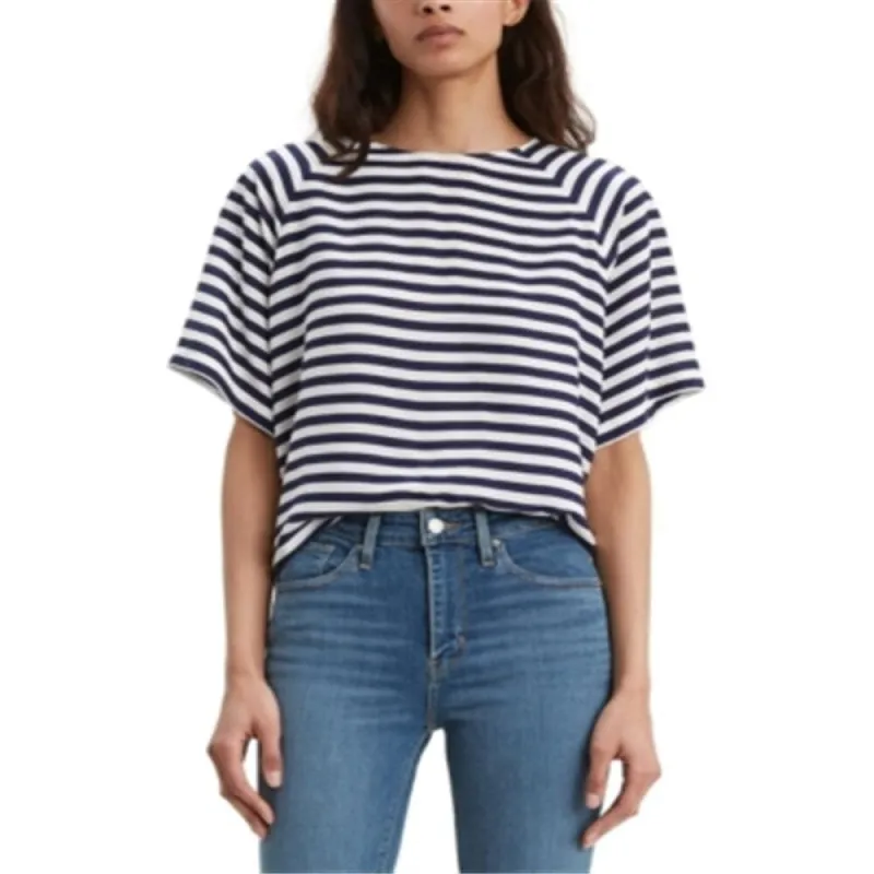 Levi's Women's Miranda Striped Crewneck T-Shirt Blue Size Large sold by Zulily